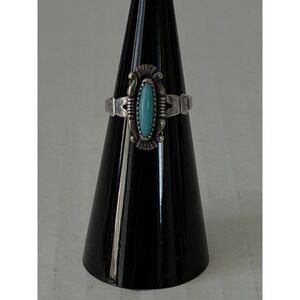 Vintage Bell Trading Post Signed 925 Sterling Turquoise Southwestern Ring Sz 5.5